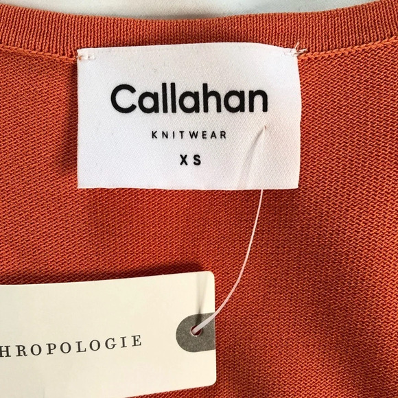 NWT Anthropologie Callahan Orange Tie Front Cut-Out Stretch Knit Midi Dress XS - Picture 9 of 13